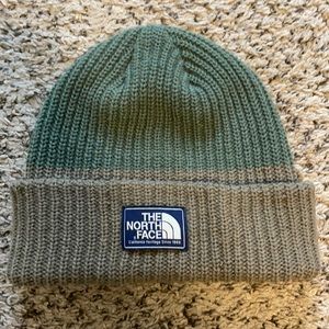 The North Face Green and Brown Beanie Hat